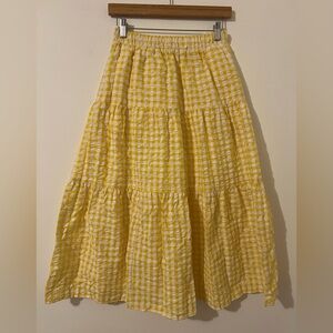 Old Navy Yellow Gingham A-Line Skirt